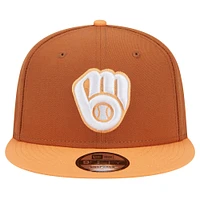 Men's New Era Brown Milwaukee Brewers Spring Color Two-Tone 9FIFTY Snapback Hat