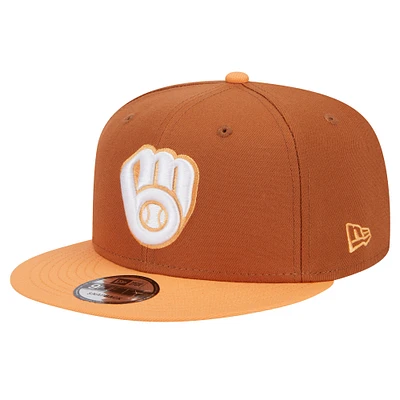 Casquette Snapback 9FIFTY bicolore de couleur printanière des Milwaukee Brewers New Era pour hommes, marron