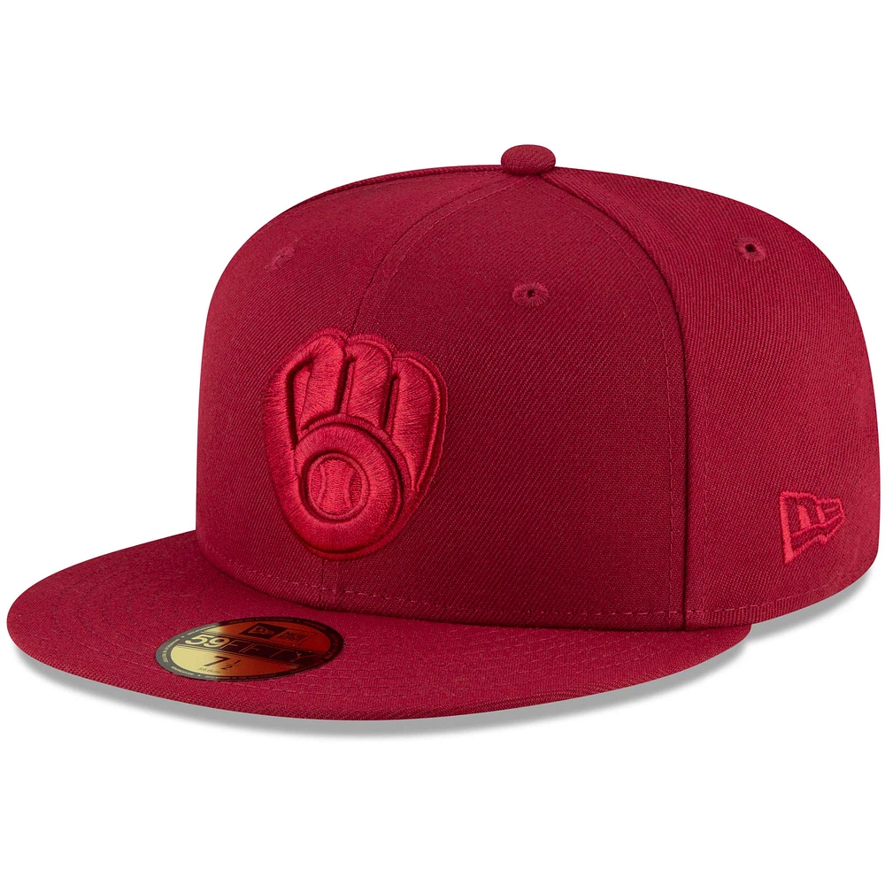 New Era Cardinal Milwaukee Brewers Tonal 59FIFTY pour homme - Casquette ajustée