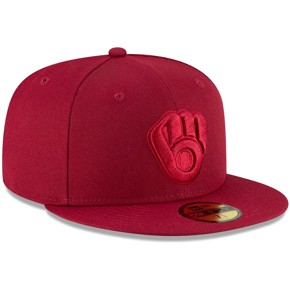 New Era Cardinal Milwaukee Brewers Tonal 59FIFTY pour homme - Casquette ajustée