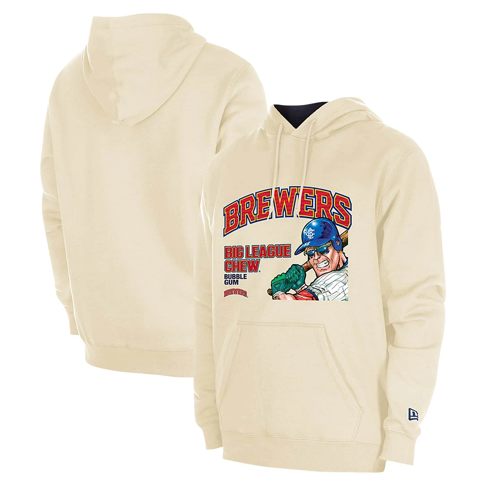 Sweat à capuche New Era crème pour hommes Milwaukee Brewers Big League Chew