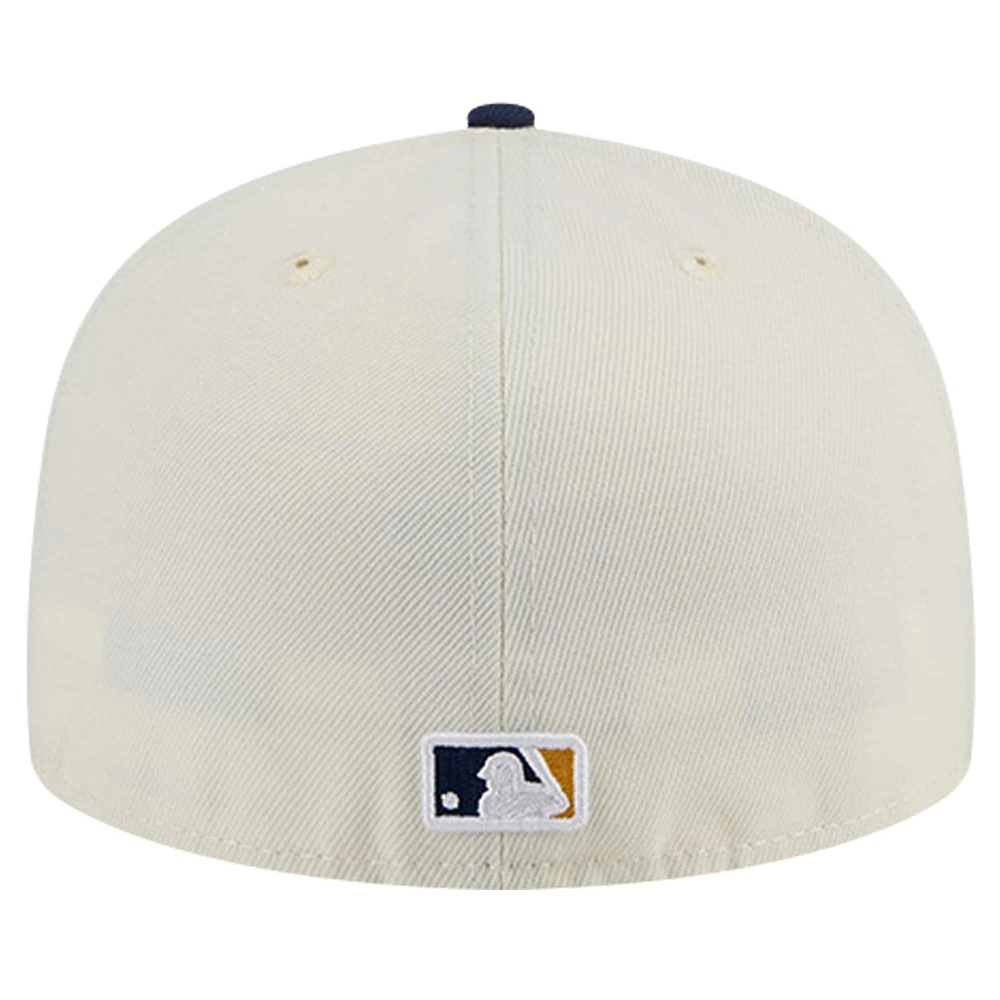 Men's New Era Cream Milwaukee Brewers Chrome 59FIFTY Fitted Hat