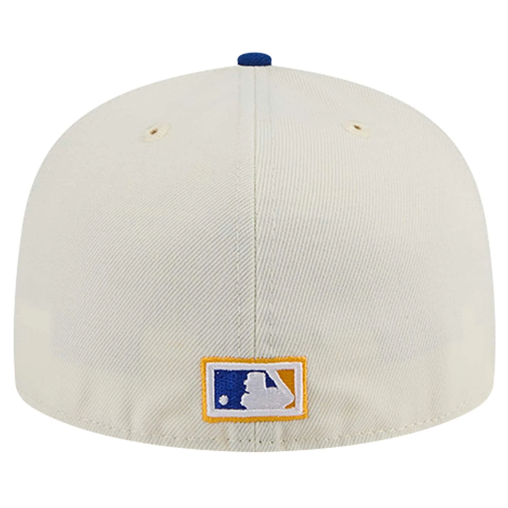 Men's New Era Cream Milwaukee Brewers Cooperstown Collection Chrome 59FIFTY Fitted Hat