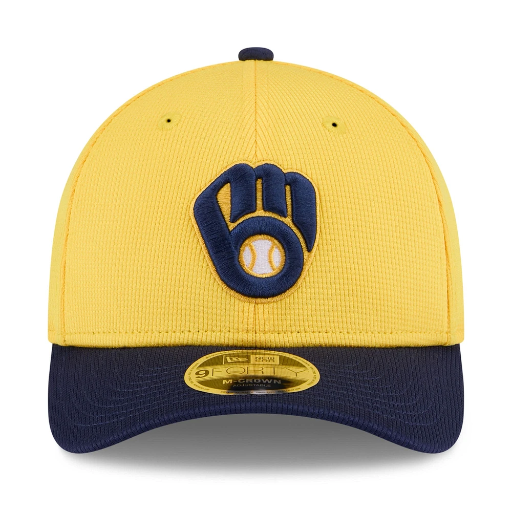 Men's New Era  Gold/Navy Milwaukee Brewers 2025 Spring Training 9FORTY Adjustable Hat