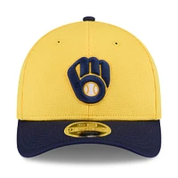 Men's New Era  Gold/Navy Milwaukee Brewers 2025 Spring Training 9FORTY Adjustable Hat
