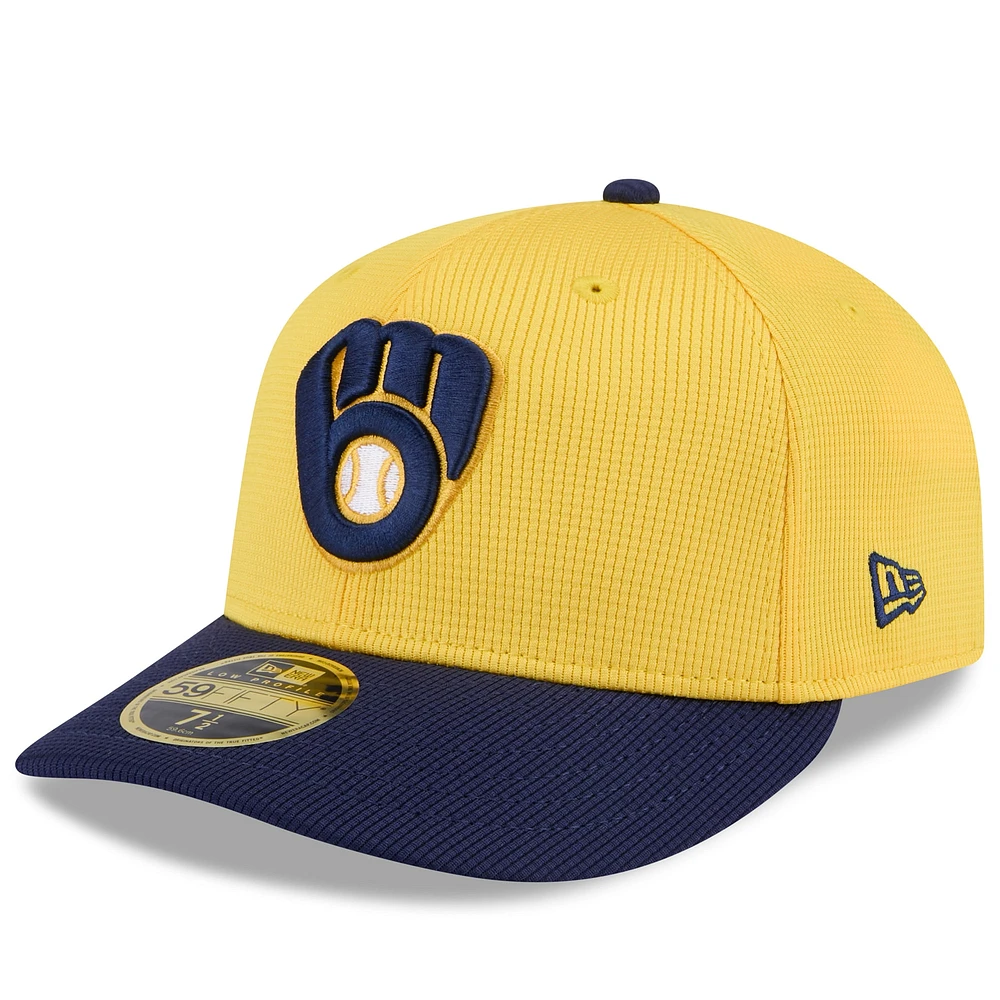Men's New Era  Gold/Navy Milwaukee Brewers 2025 Spring Training Low Profile 59FIFTY Fitted Hat