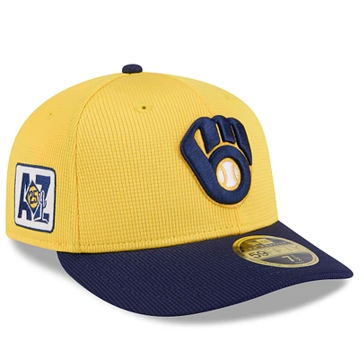 Men's New Era  Gold/Navy Milwaukee Brewers 2025 Spring Training Low Profile 59FIFTY Fitted Hat