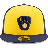 Men's New Era Gold/Navy Milwaukee Brewers Alternate Authentic Collection On-Field - 59FIFTY Fitted Hat