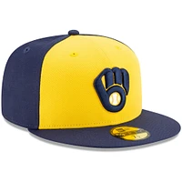Men's New Era Gold/Navy Milwaukee Brewers Alternate Authentic Collection On-Field - 59FIFTY Fitted Hat