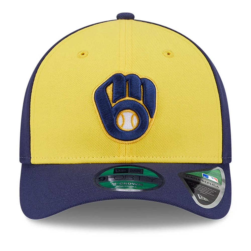 Men's New Era  Gold/Navy Milwaukee Brewers Player Replica 9FORTY Adjustable Hat