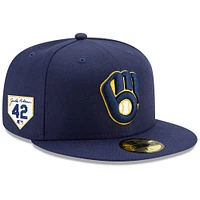 Casquette ajustée New Era Gold Milwaukee Brewers 2024 Jackie Robinson Day 59FIFTY pour hommes