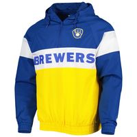 Men's New Era Gold Milwaukee Brewers Raglan Quarter-Zip Hoodie