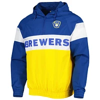 Men's New Era Gold Milwaukee Brewers Raglan Quarter-Zip Hoodie