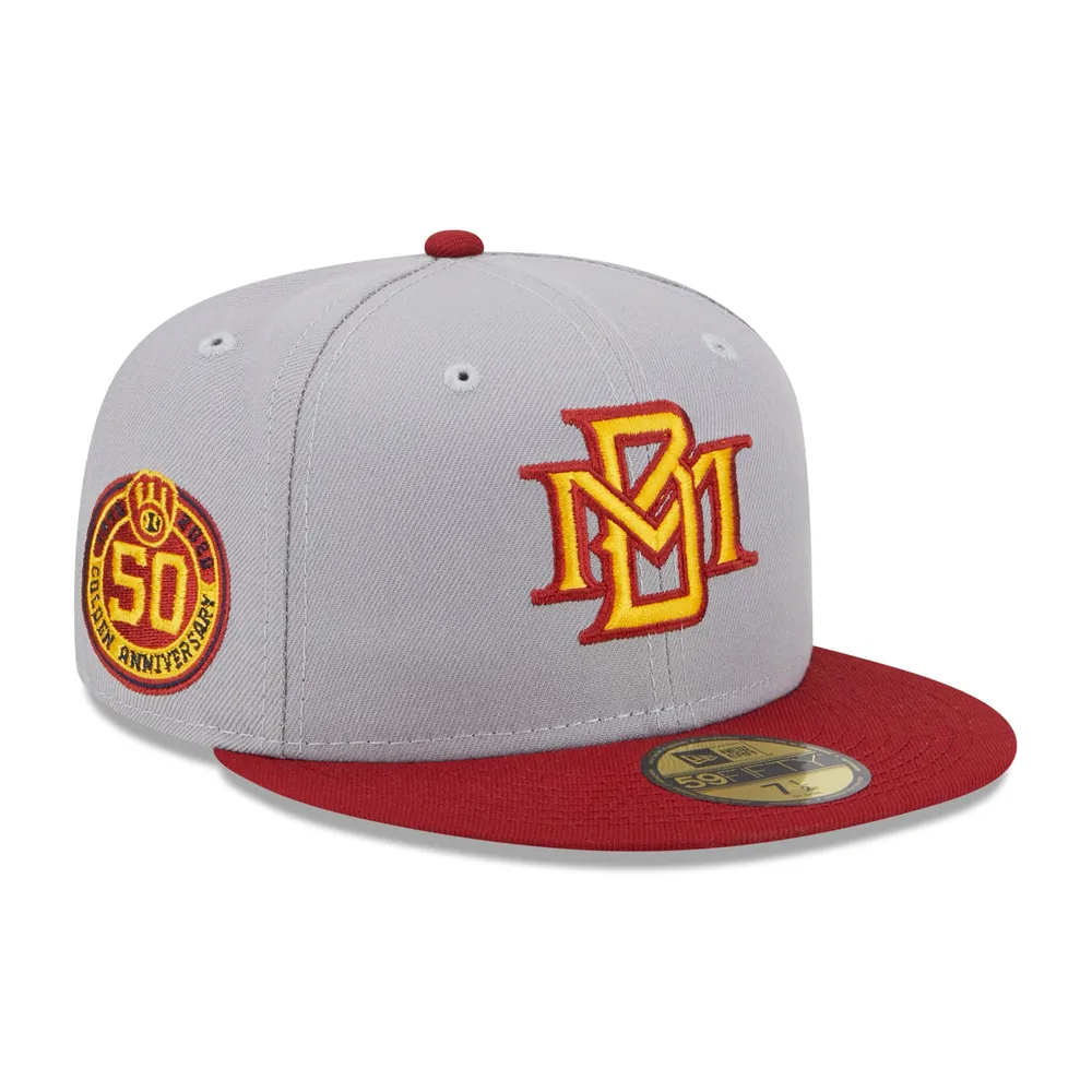 Men's New Era Red Milwaukee Brewers White Logo 59FIFTY Fitted Hat 