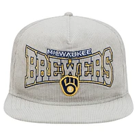 Casquette de golf snapback en velours côtelé Milwaukee Brewers grise New Era pour homme