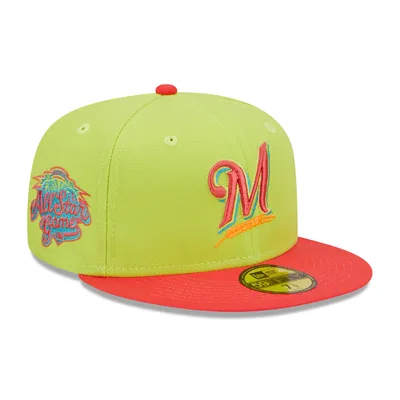 Men's New Era Khaki/Olive Milwaukee Brewers Pink Undervisor 59FIFTY Fitted  Hat