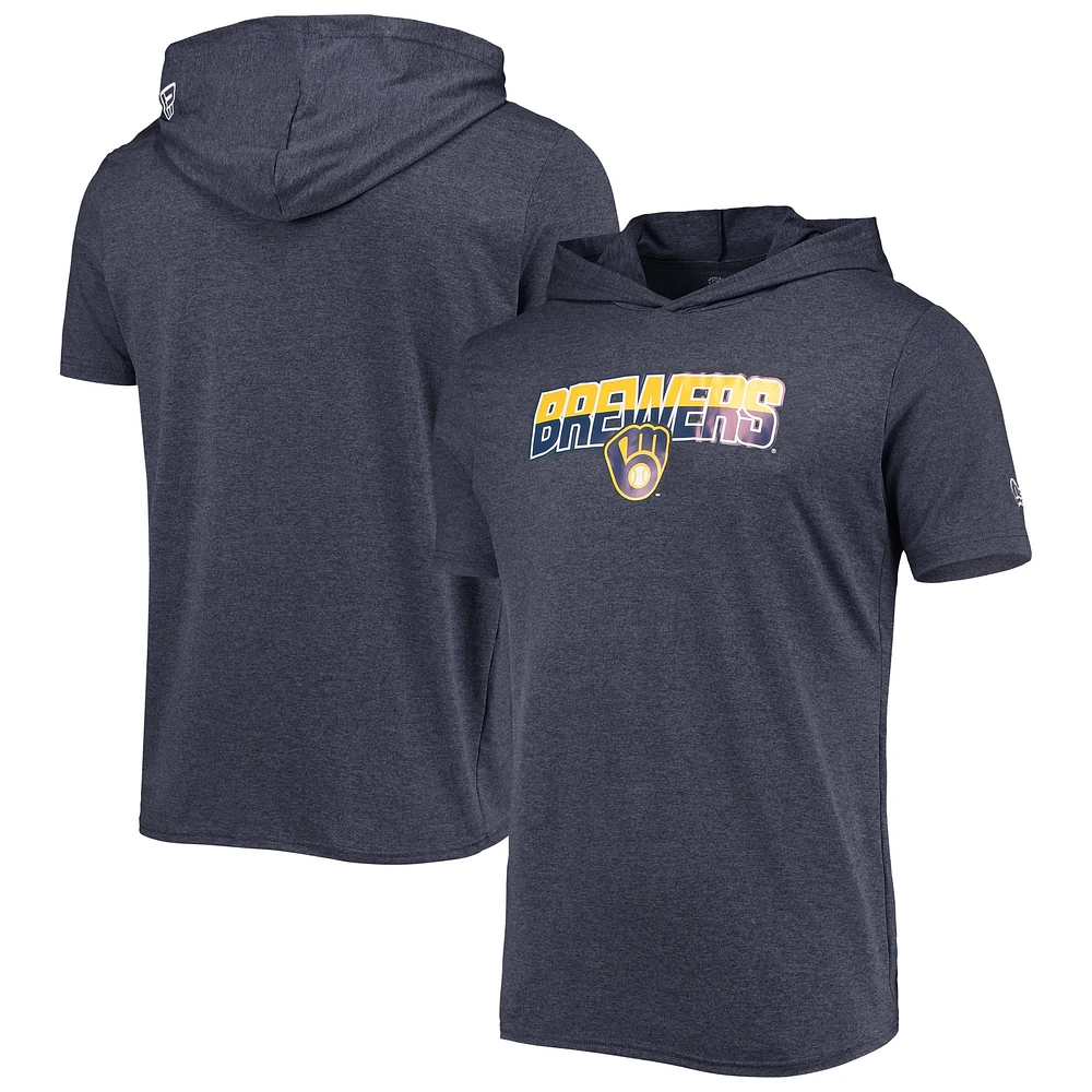 Men's New Era Heathered Navy Milwaukee Brewers Hoodie T-Shirt