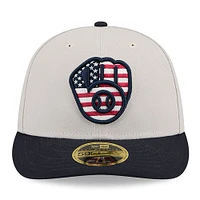 Men's New Era  Khaki/Black Milwaukee Brewers 2024 Fourth of July Low Profile 59FIFTY Fitted Hat