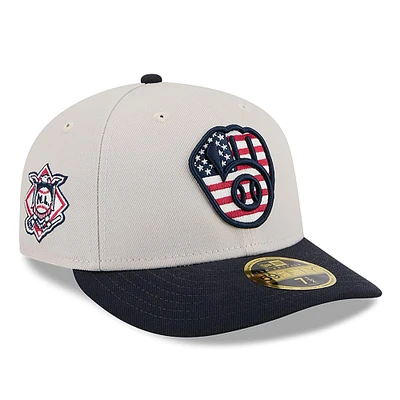 Men's New Era  Khaki/Black Milwaukee Brewers 2024 Fourth of July Low Profile 59FIFTY Fitted Hat