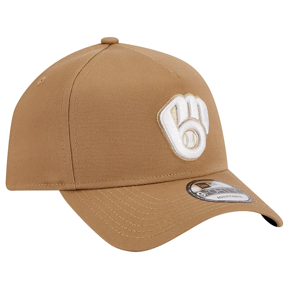 Casquette réglable kaki Milwaukee Brewers A-Frame 9FORTY New Era pour hommes