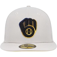 Casquette ajustée 59FIFTY à sous-visière Stone Dim des Brewers de Milwaukee New Era kaki pour homme