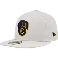 Casquette ajustée 59FIFTY à sous-visière Stone Dim des Brewers de Milwaukee New Era kaki pour homme