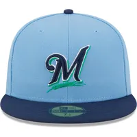 Men's New Era Light blue/navy Miami Marlins Green Undervisor 59FIFTY Fitted Hat