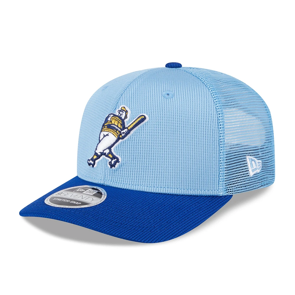 Men's New Era  Light Blue/Royal Milwaukee Brewers 2025 Batting Practice 9SEVENTY Stretch-Snap Trucker Hat