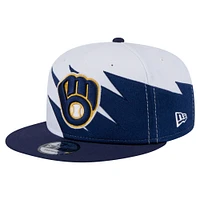 Men's New Era Navy/White Milwaukee Brewers Jagged 9FIFTY Snapback Hat