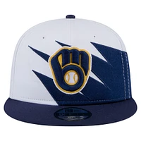 Men's New Era Navy/White Milwaukee Brewers Jagged 9FIFTY Snapback Hat
