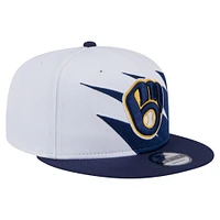 Men's New Era Navy/White Milwaukee Brewers Jagged 9FIFTY Snapback Hat