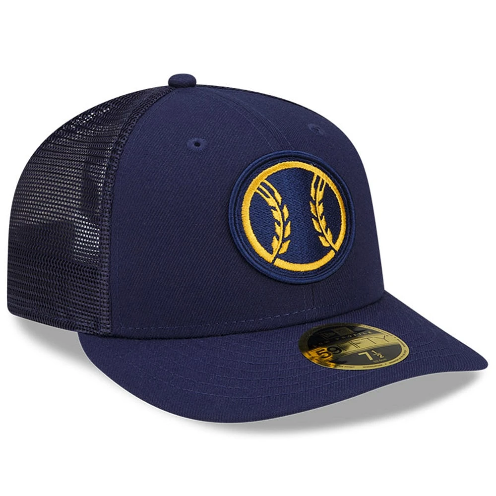 Casquette ajustée 59FIFTY pour homme New Era Milwaukee Brewers 2022 Batting Practice Low Profile, bleu marine