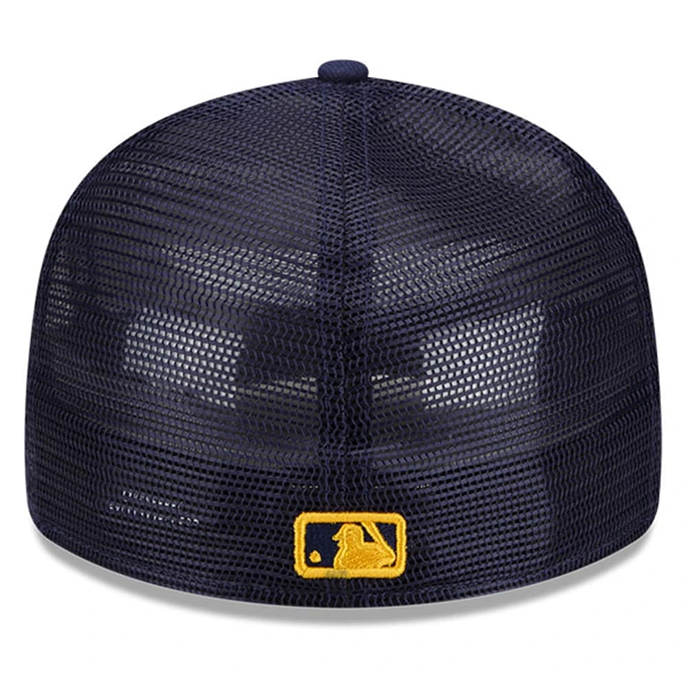 Casquette ajustée 59FIFTY pour homme New Era Milwaukee Brewers 2022 Batting Practice Low Profile, bleu marine