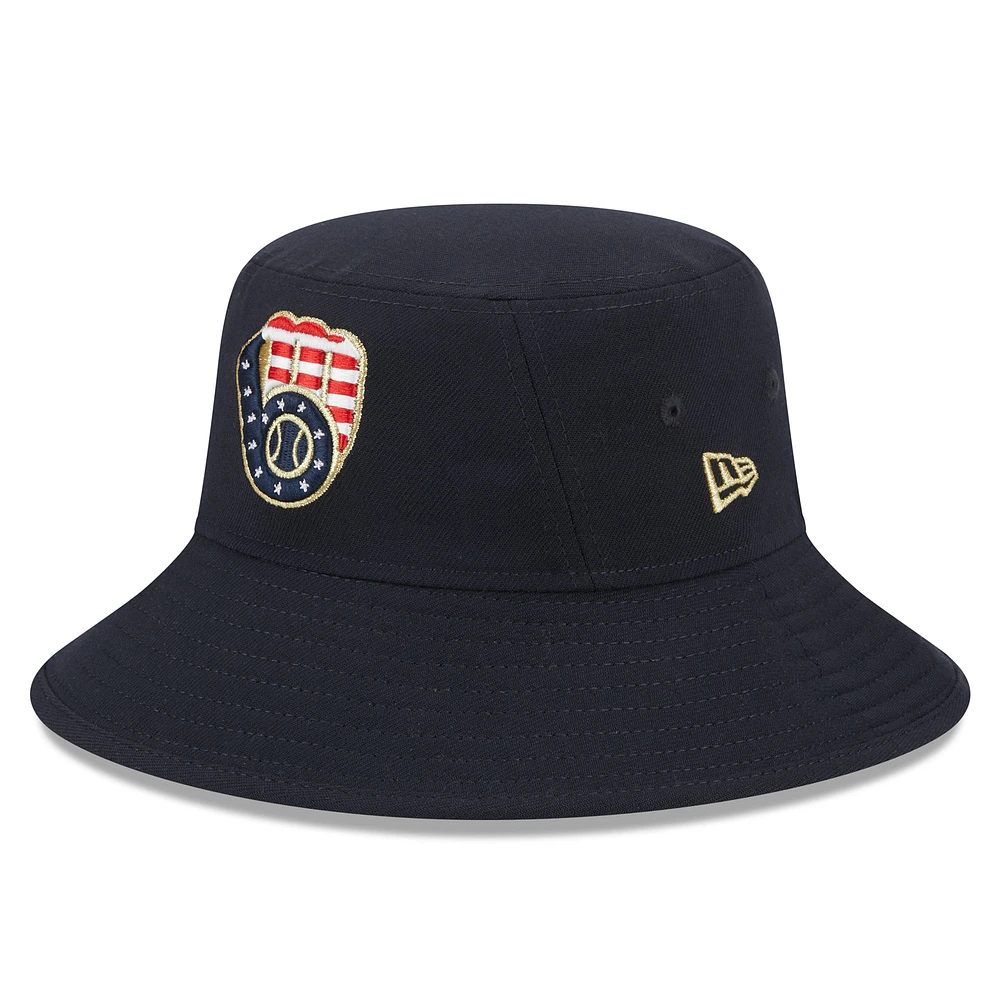 Men's New Era  Navy Milwaukee Brewers 2023 Fourth of July Bucket Hat