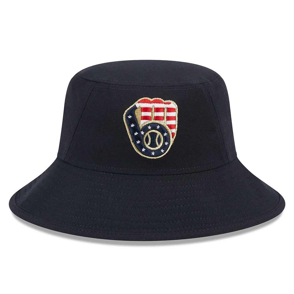 Casquette New Era pour homme bleu marine Milwaukee Brewers 2023 Fourth of July pour homme