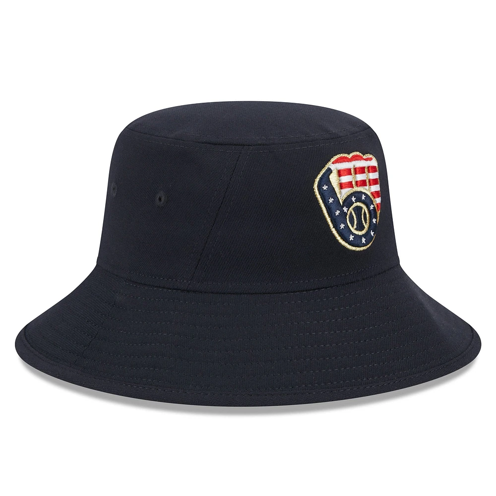 Men's New Era  Navy Milwaukee Brewers 2023 Fourth of July Bucket Hat