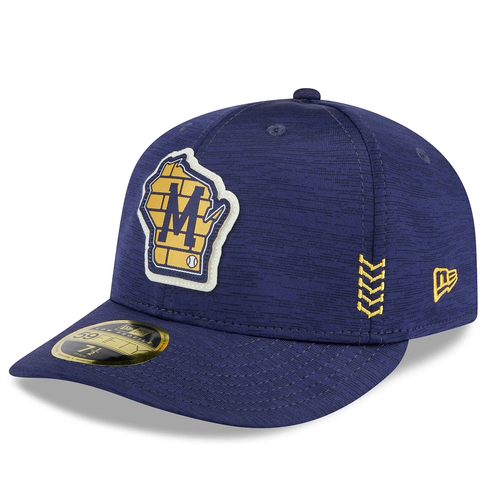 Men's New Era  Navy Milwaukee Brewers 2024 Clubhouse Low Profile 59FIFTY Fitted Hat