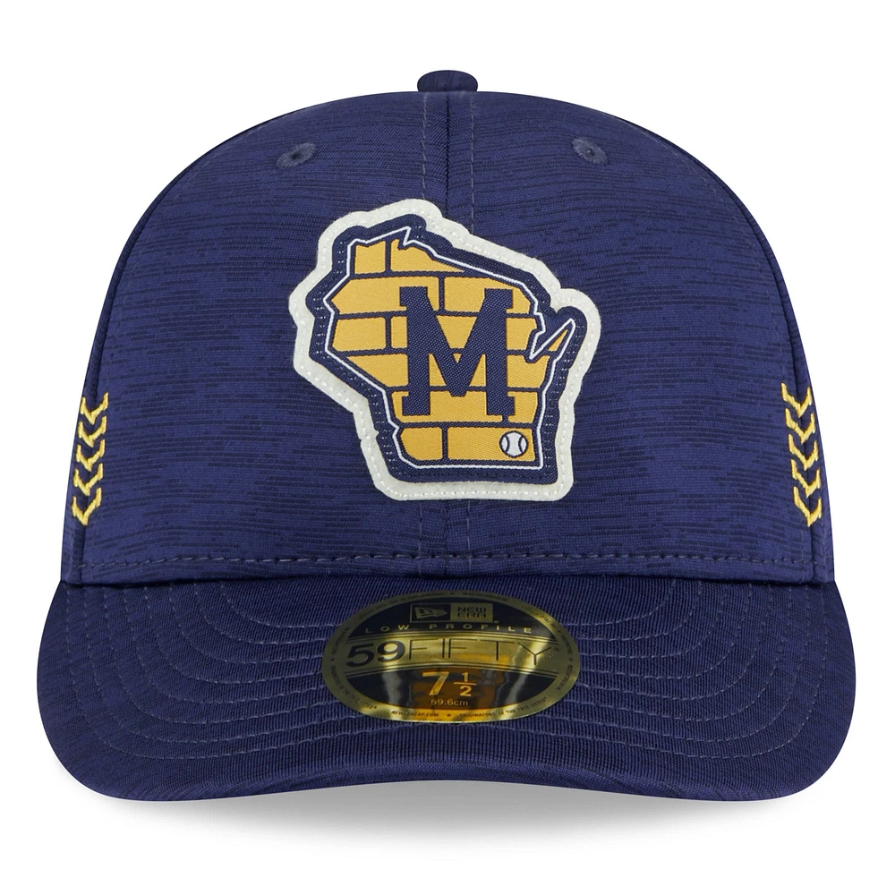 Men's New Era  Navy Milwaukee Brewers 2024 Clubhouse Low Profile 59FIFTY Fitted Hat