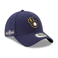 Casquette 39THIRTY Flex bleu marine pour homme New Era Milwaukee Brewers 2024 MLB Postseason Side Patch