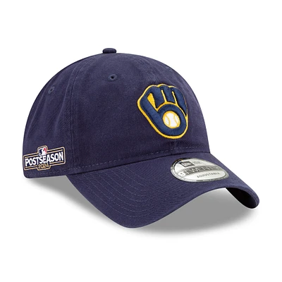 Men's New Era Navy Milwaukee Brewers 2024 MLB Postseason Side Patch 9TWENTY Adjustable Hat