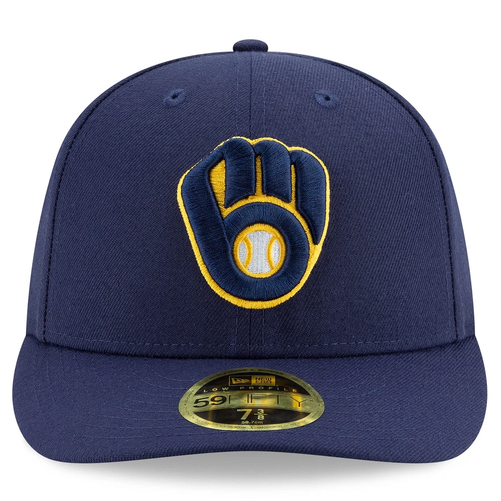 Casquette ajustée 59FIFTY à profil bas pour homme New Era bleu marine Milwaukee Brewers 2024 MLB Postseason Side Patch