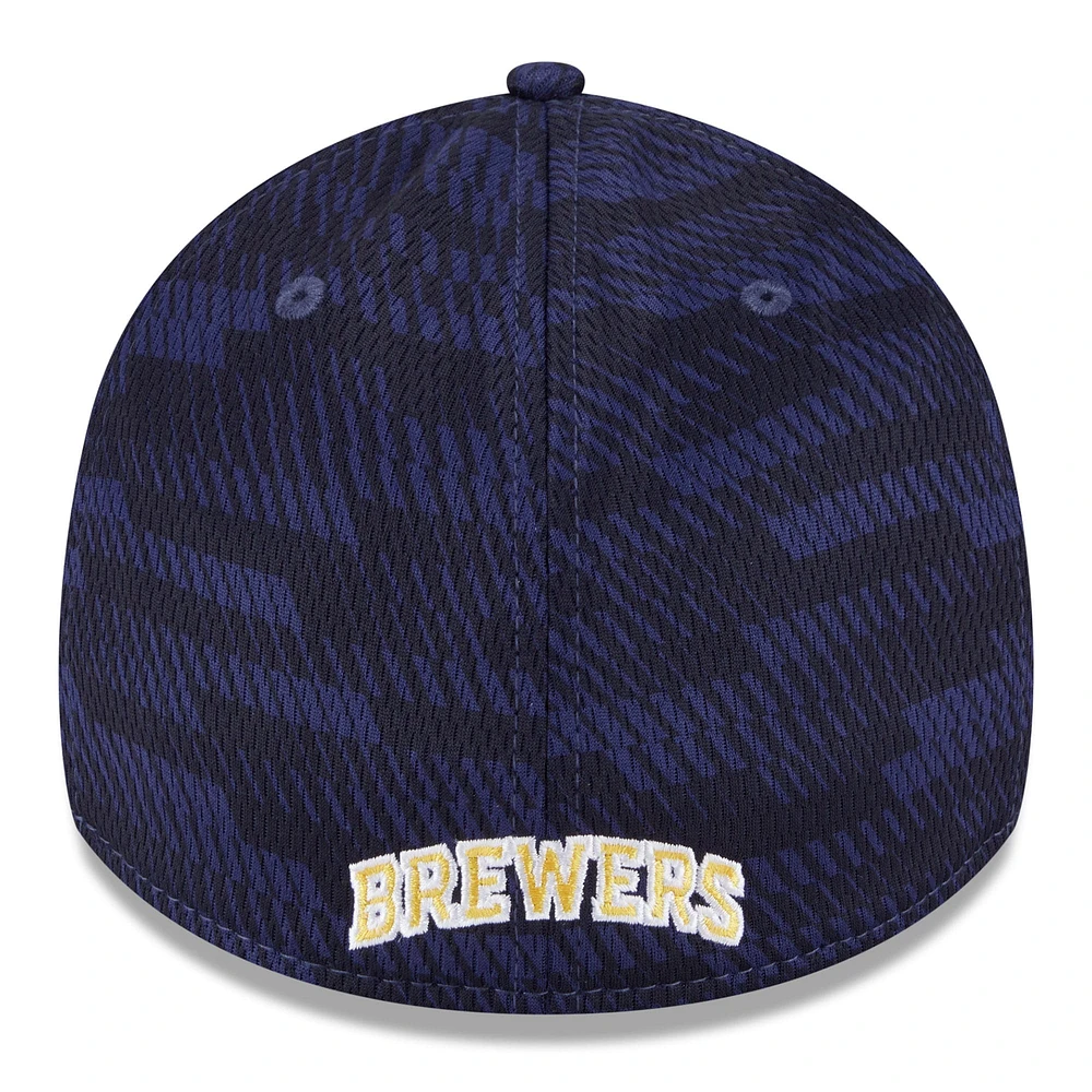Men's New Era Navy Milwaukee Brewers 2025 MLB Clubhouse 39THIRTY Flex Hat