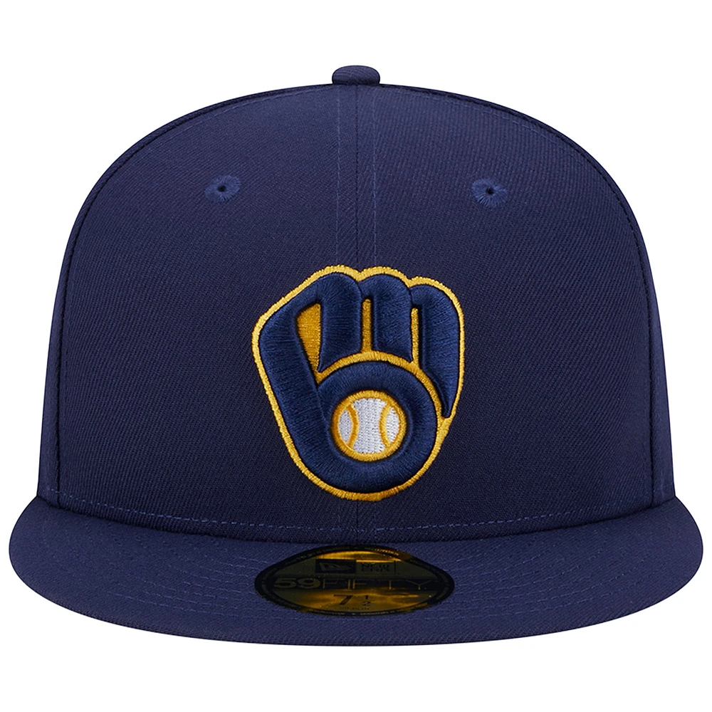 Men's New Era Navy Milwaukee Brewers  50th Anniversary Team Color 59FIFTY Fitted Hat