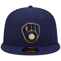 Men's New Era Navy Milwaukee Brewers  50th Anniversary Team Color 59FIFTY Fitted Hat