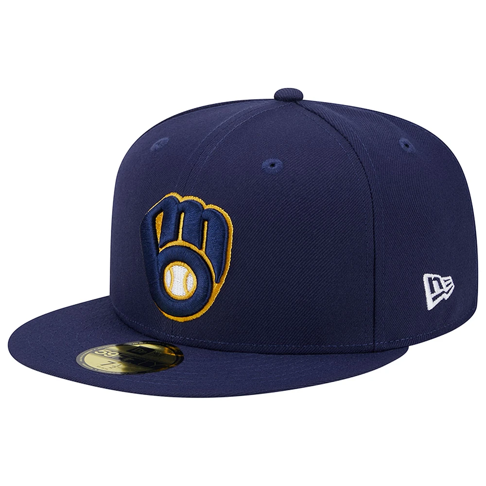 Men's New Era Navy Milwaukee Brewers  50th Anniversary Team Color 59FIFTY Fitted Hat