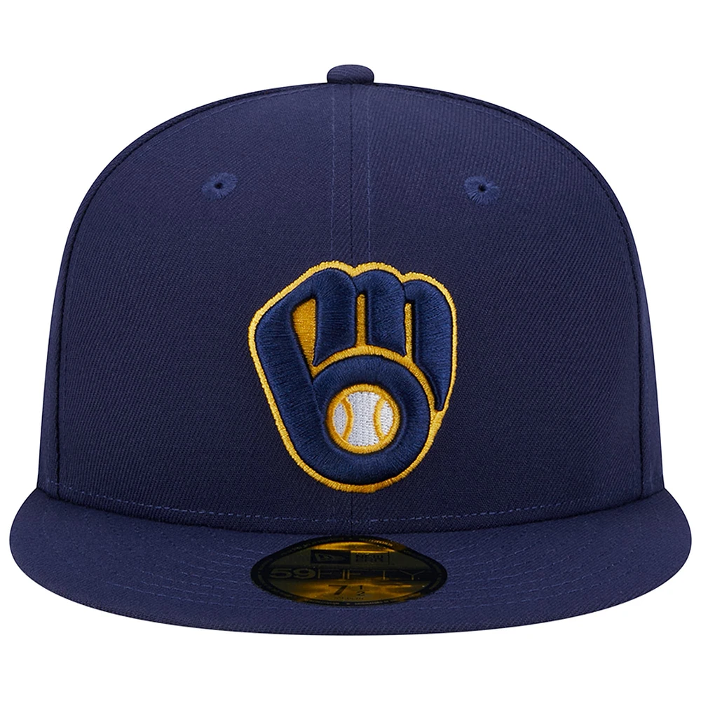 Casquette ajustée 59FIFTY Team Color 50e anniversaire des Milwaukee Brewers New Era bleu marine pour homme