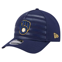 Men's New Era Navy Milwaukee Brewers American Flag 9FORTY M-Crown A-Frame Adjustable Hat
