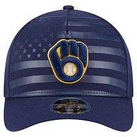 Men's New Era Navy Milwaukee Brewers American Flag 9FORTY M-Crown A-Frame Adjustable Hat
