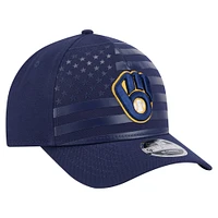 Men's New Era Navy Milwaukee Brewers American Flag 9FORTY M-Crown A-Frame Adjustable Hat