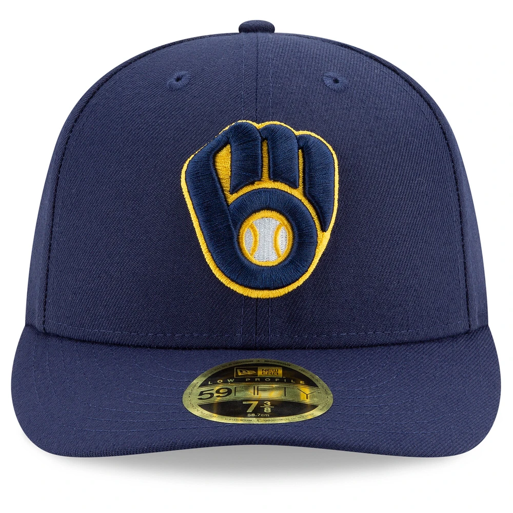 Men's New Era Navy Milwaukee Brewers Authentic Collection On-Field Low Profile 59FIFTY Fitted Hat